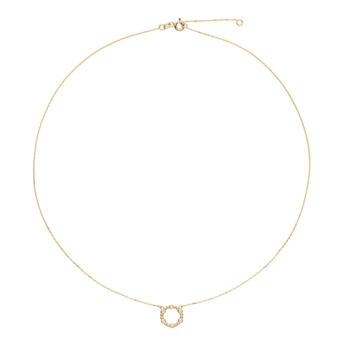 GLOW 202.0068.45 14-karaat gouden ketting met hanger ronde zirkonia hanger 10 mm - Lengte 42.5-45 cm