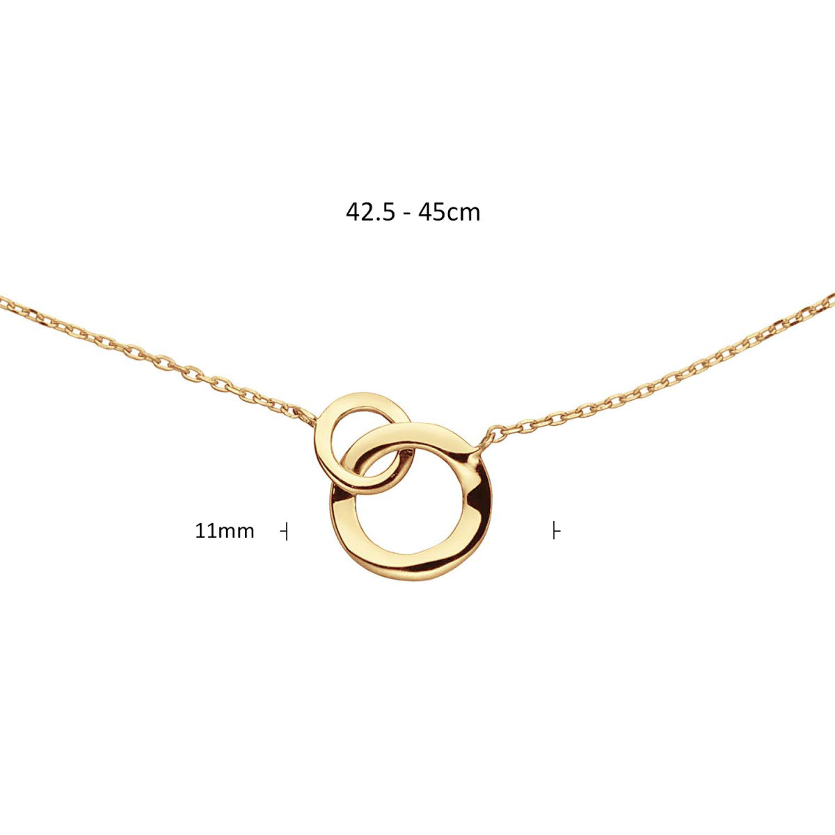 GLOW 202.0079.45 14-karaat gouden ketting met hanger cirkels 11 mm - Lengte 42.5-45 cm