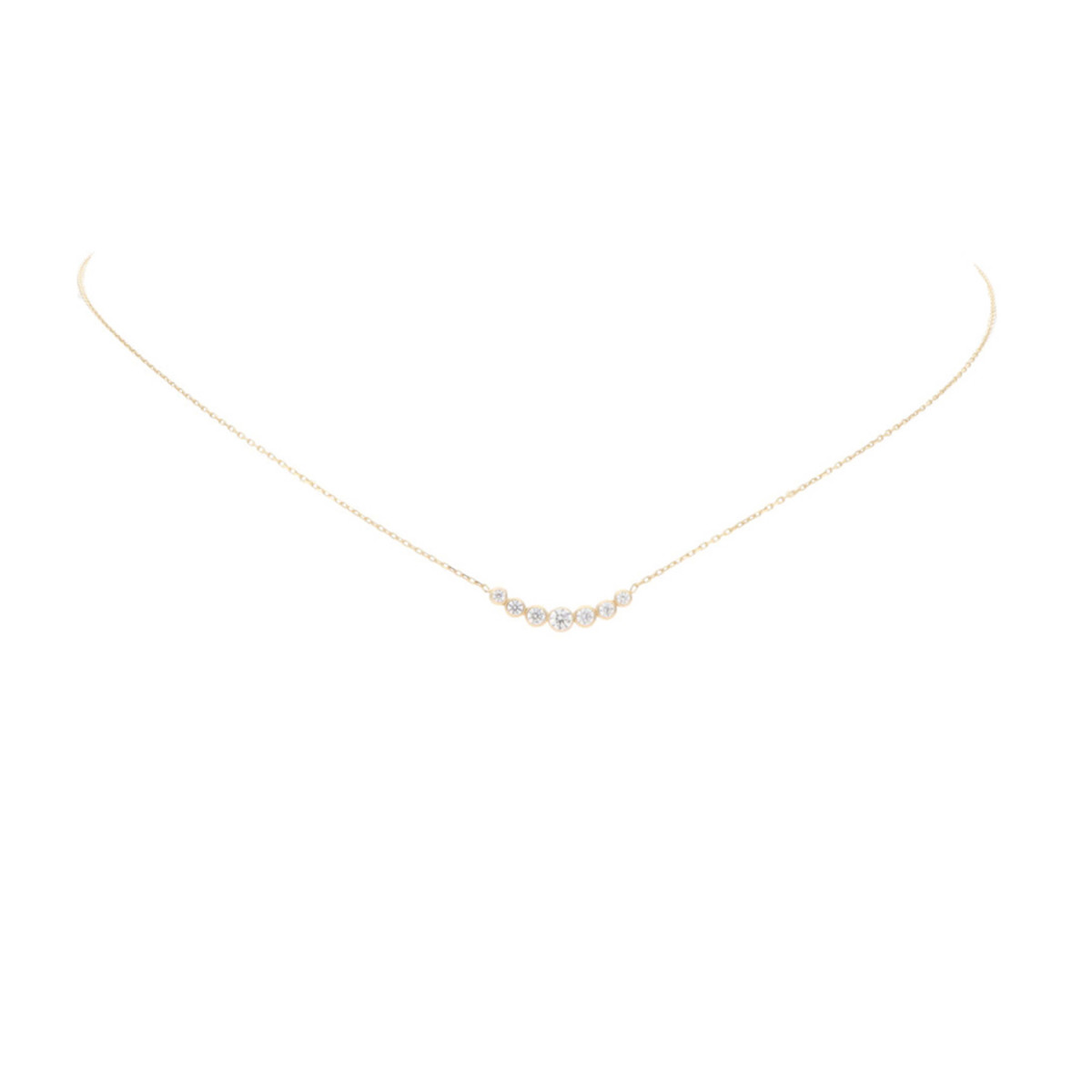 GLOW 202.0679.45 14-karaat gouden ketting met hanger ronde zirkonia elementen 1 mm breed - Lengte 45 cm