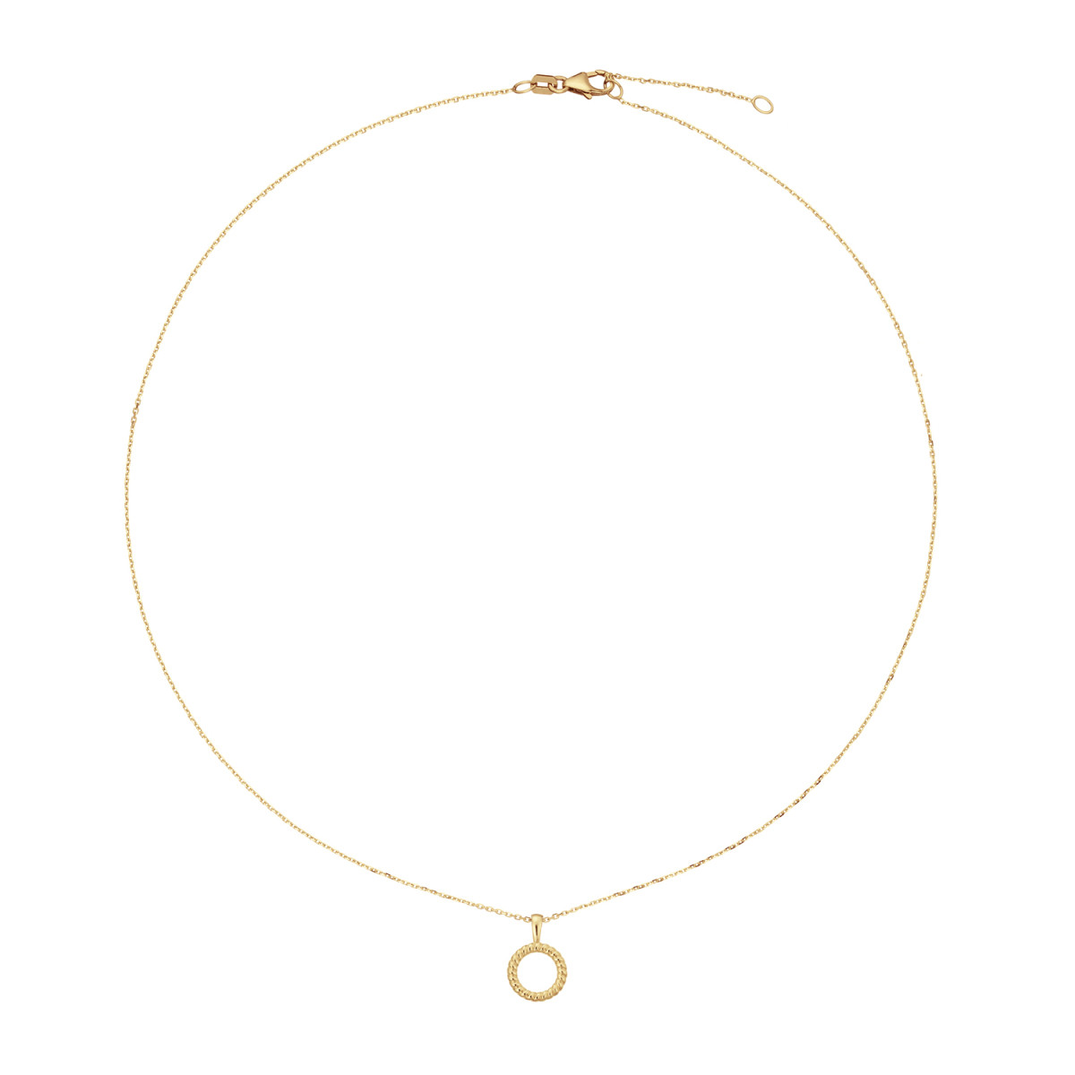 GLOW 202.0797.45 14-karaat gouden ketting met hanger rond bolletje 1 mm breed - Lengte 45 cm