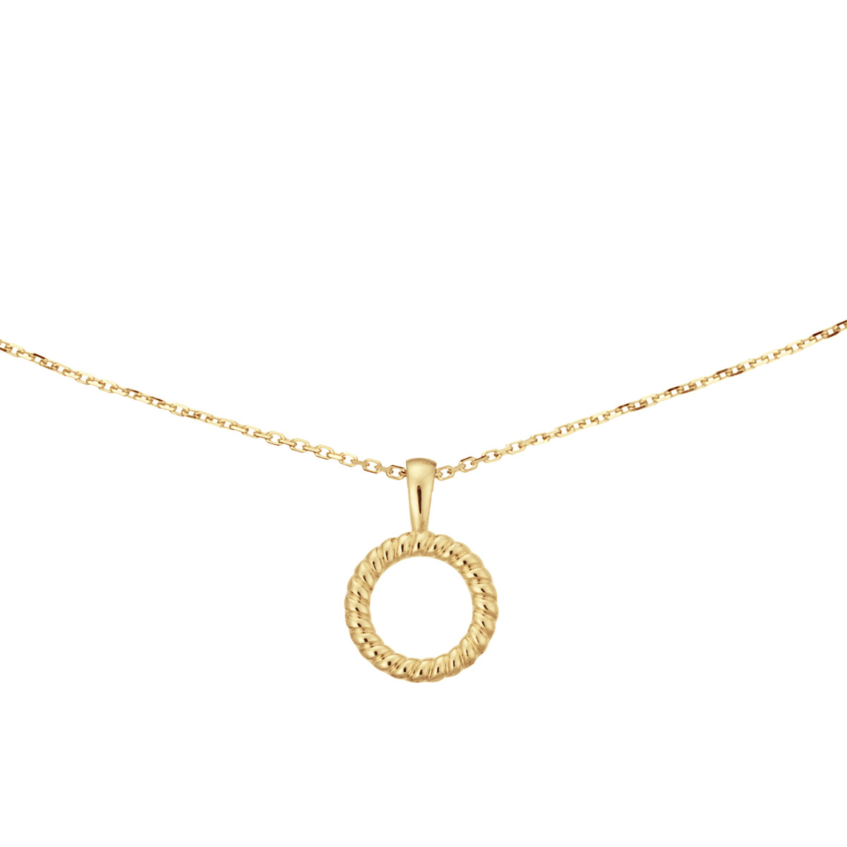 GLOW 202.0797.45 14-karaat gouden ketting met hanger rond bolletje 1 mm breed - Lengte 45 cm