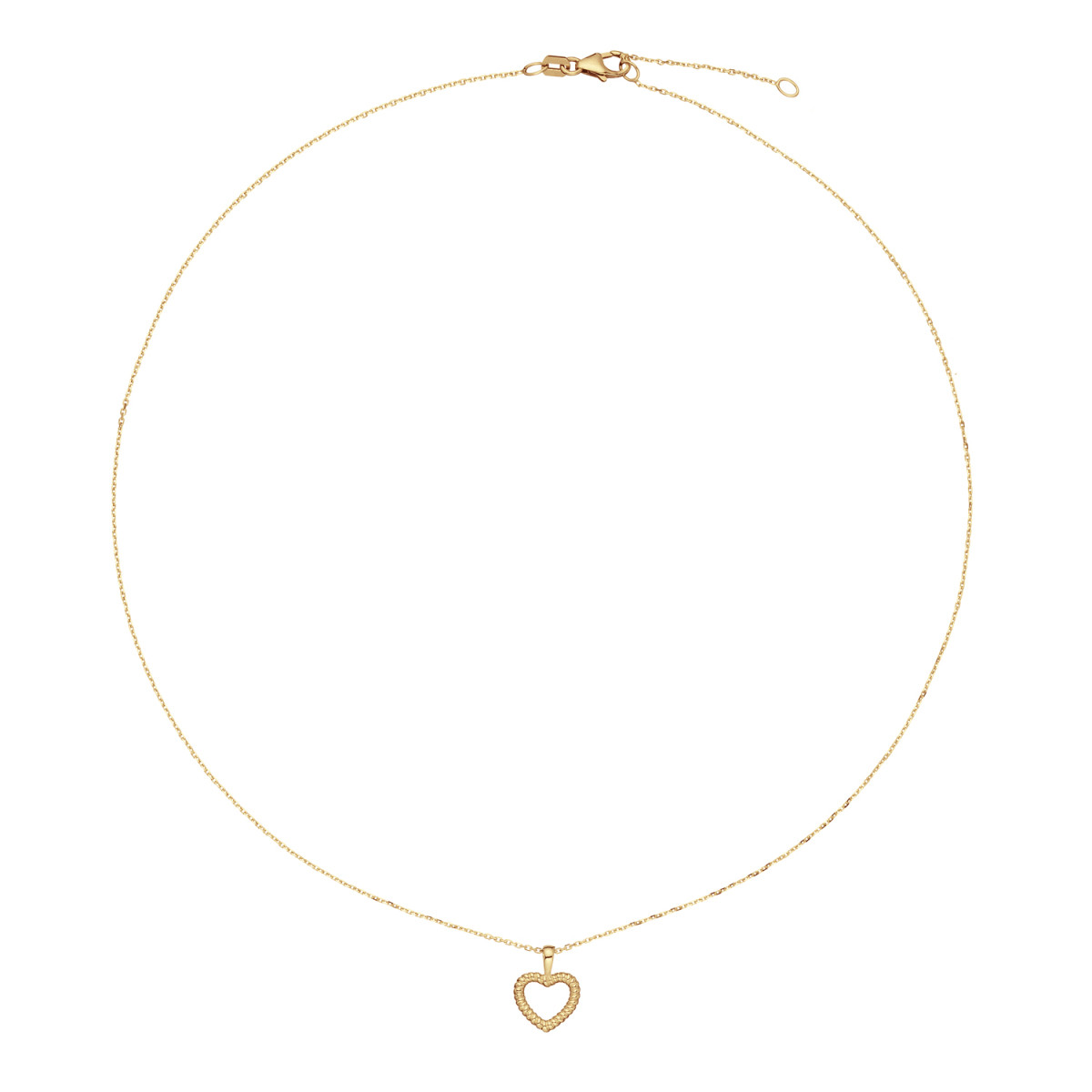 GLOW 202.0798.45 14-karaat gouden ketting met hanger opengewerkt hart - 1 mm breed - Lengte 45 cm