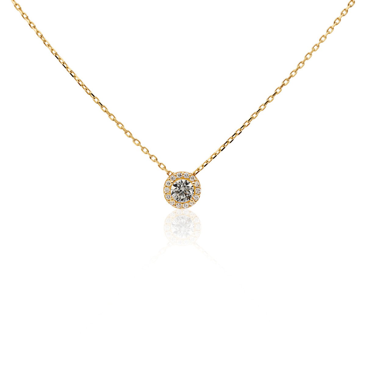 GLOW 202.0928.45 gouden ketting met hanger ronde zirkonia hanger 2 mm breed - Lengte 45 cm