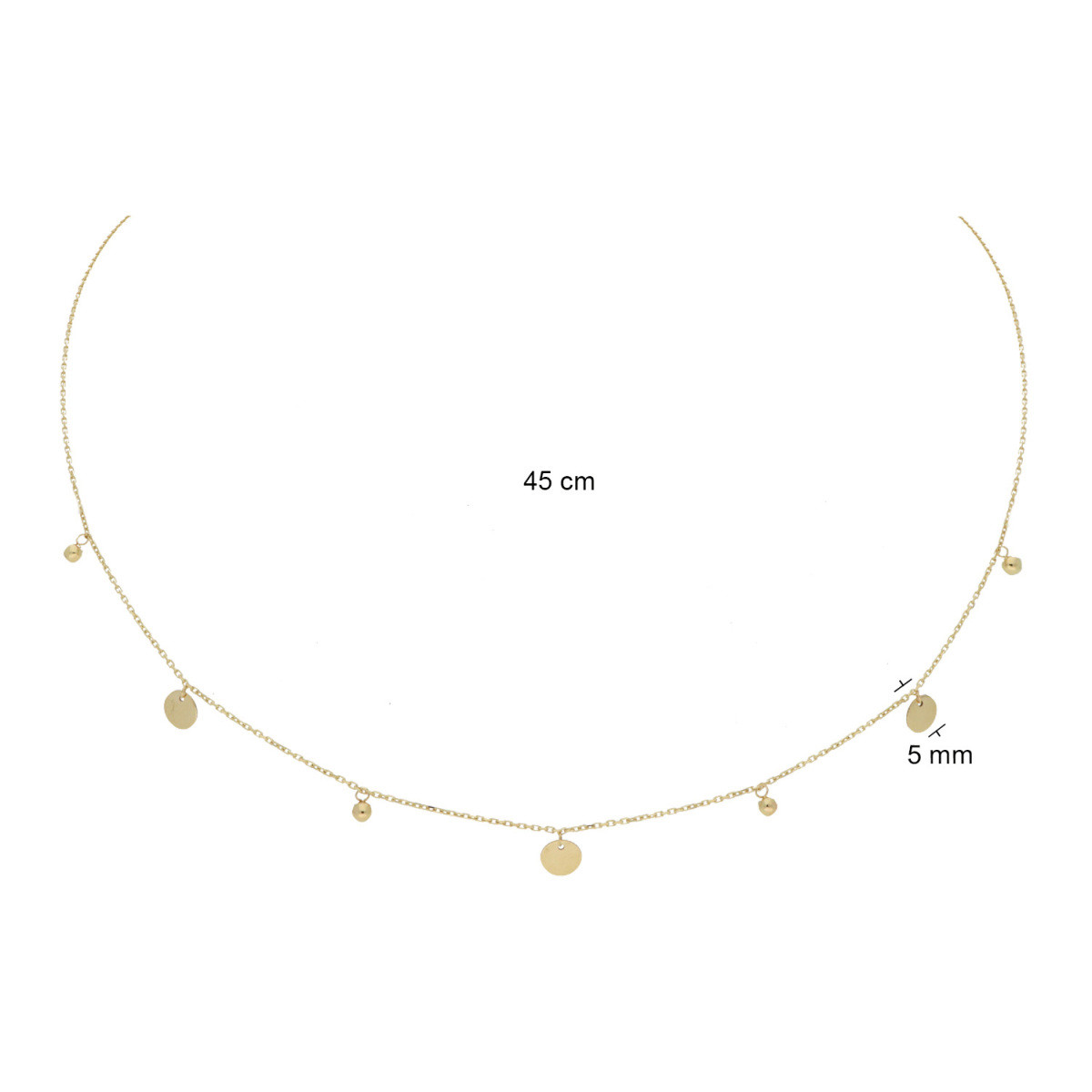 GLOW 202.1053.45 14-karaat gouden ketting met hanger rond bolletje 5 mm - Lengte 45 cm