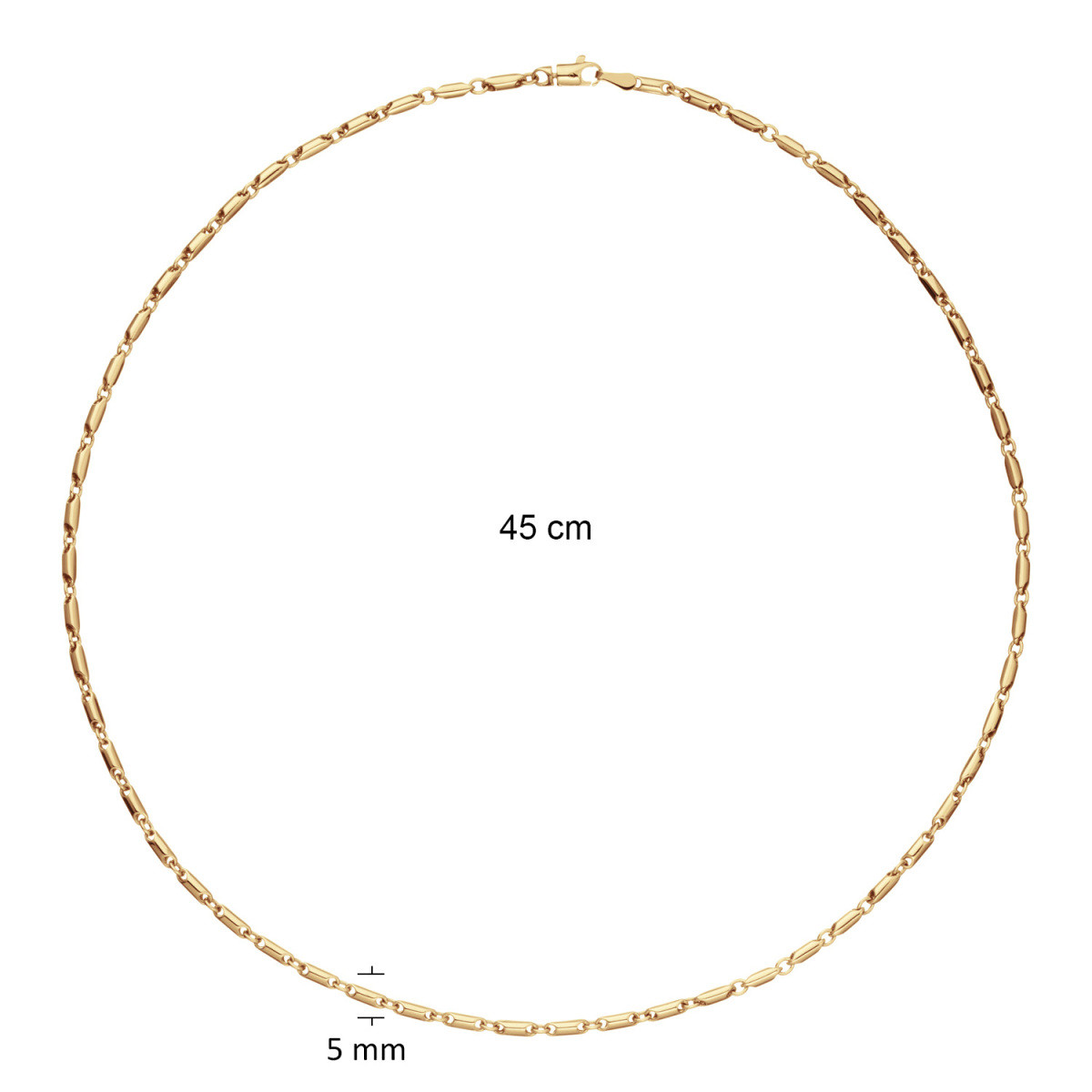 GLOW 202.1474.45 14-karaat gouden cardano schakelketting 5 mm breed - Lengte 45 cm
