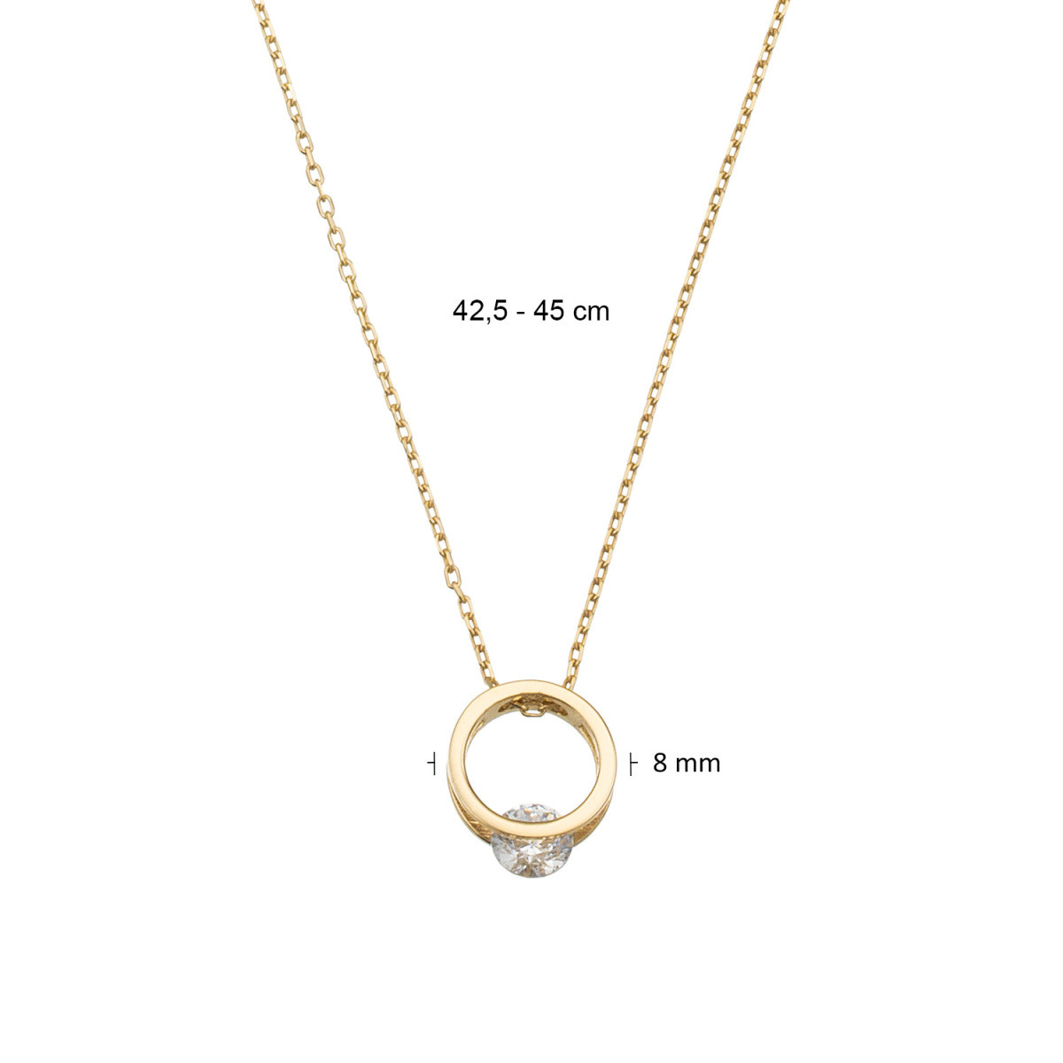 GLOW 202.1500.45 14-karaat gouden ketting met hanger anker schakel 8 mm breed - Lengte 42.5-45 cm