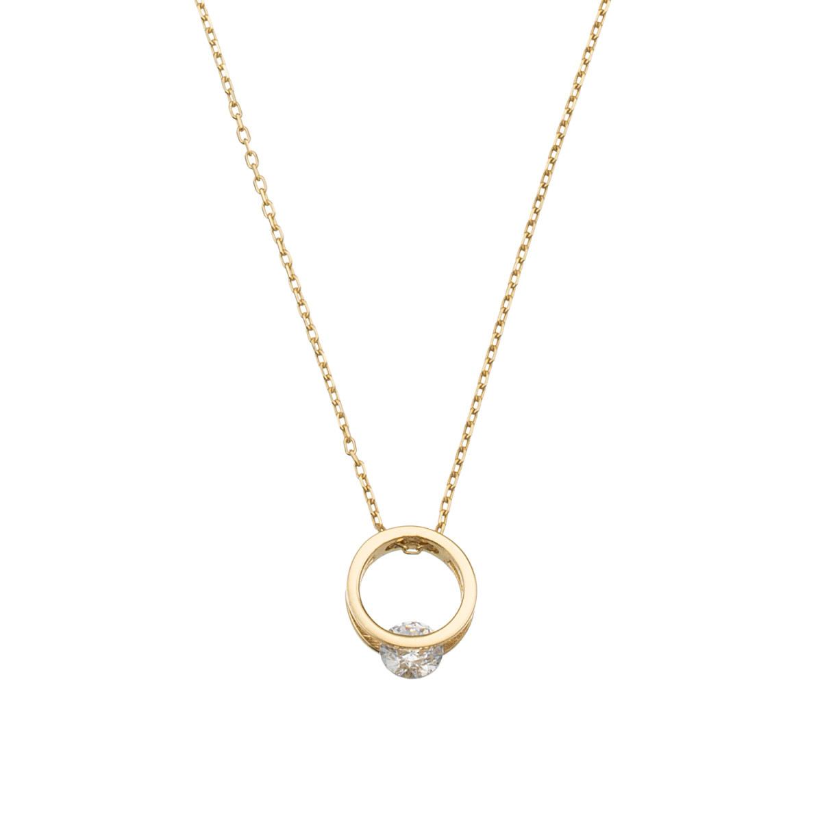 GLOW 202.1500.45 14-karaat gouden ketting met hanger anker schakel 8 mm breed - Lengte 42.5-45 cm