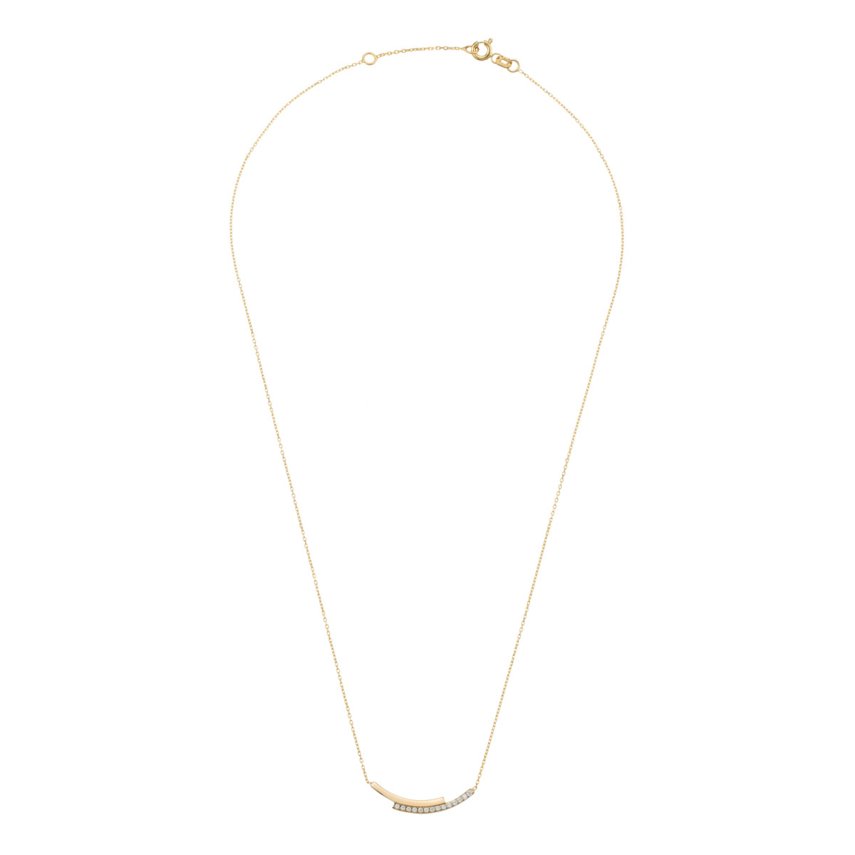 GLOW 202.1614.45 14-karaat gouden schakelketting met anker en zirkonia hanger 25 mm - Lengte 42.5-45 cm