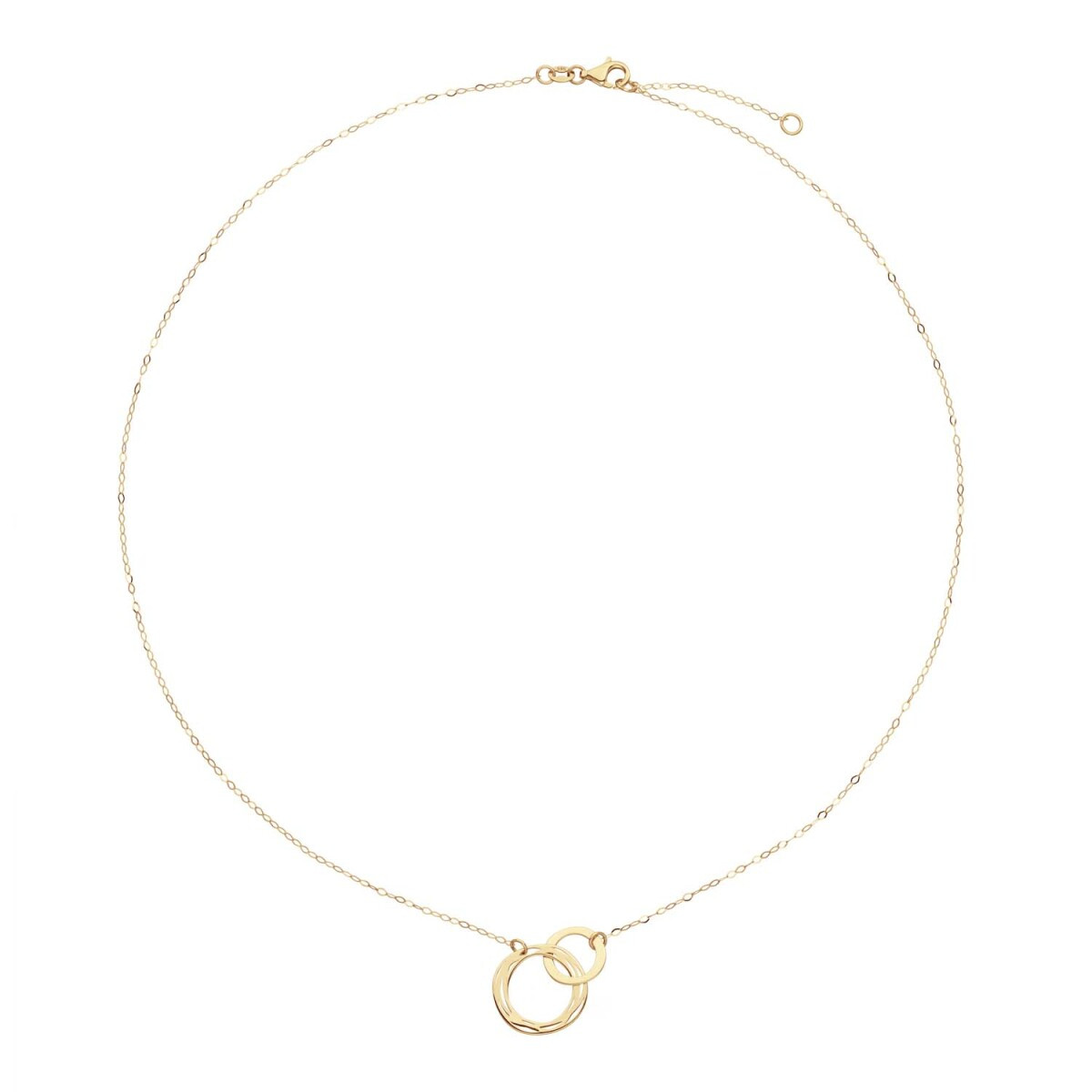 GLOW 202.1652.45 14-karaat gouden ketting met hanger in elkaar vervlochten cirkels 14 mm - Lengte 42.5-45 cm