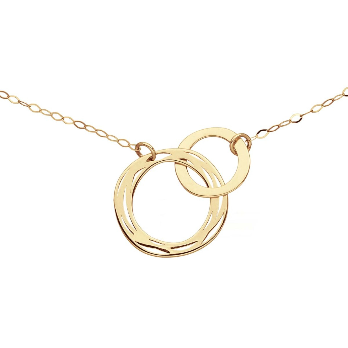 GLOW 202.1652.45 14-karaat gouden ketting met hanger in elkaar vervlochten cirkels 14 mm - Lengte 42.5-45 cm