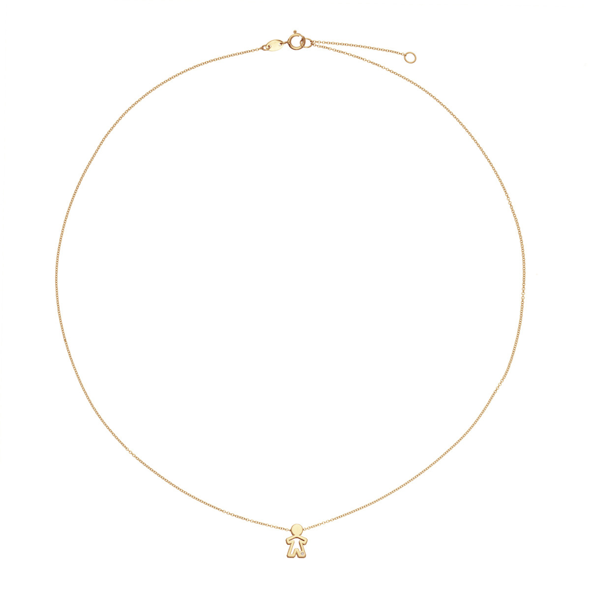 GLOW 202.1701.45 14-karaat gouden ketting met hanger poppetje met diamant 10 mm - Lengte 42-45 cm