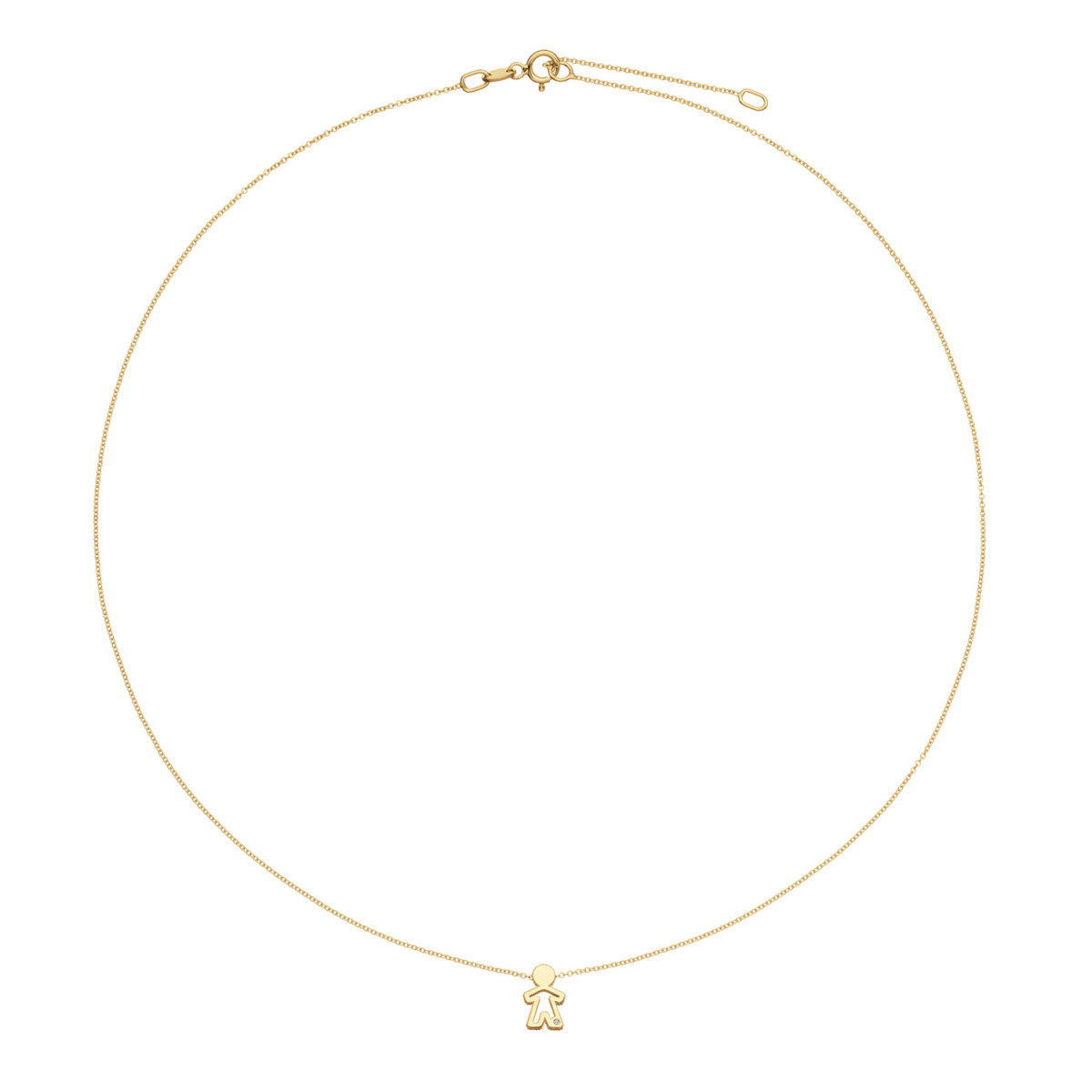 GLOW 202.1701.45 14-karaat gouden ketting met hanger poppetje met diamant 10 mm - Lengte 42-45 cm