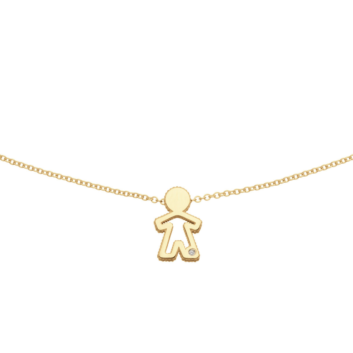 GLOW 202.1701.45 14-karaat gouden ketting met hanger poppetje met diamant 10 mm - Lengte 42-45 cm