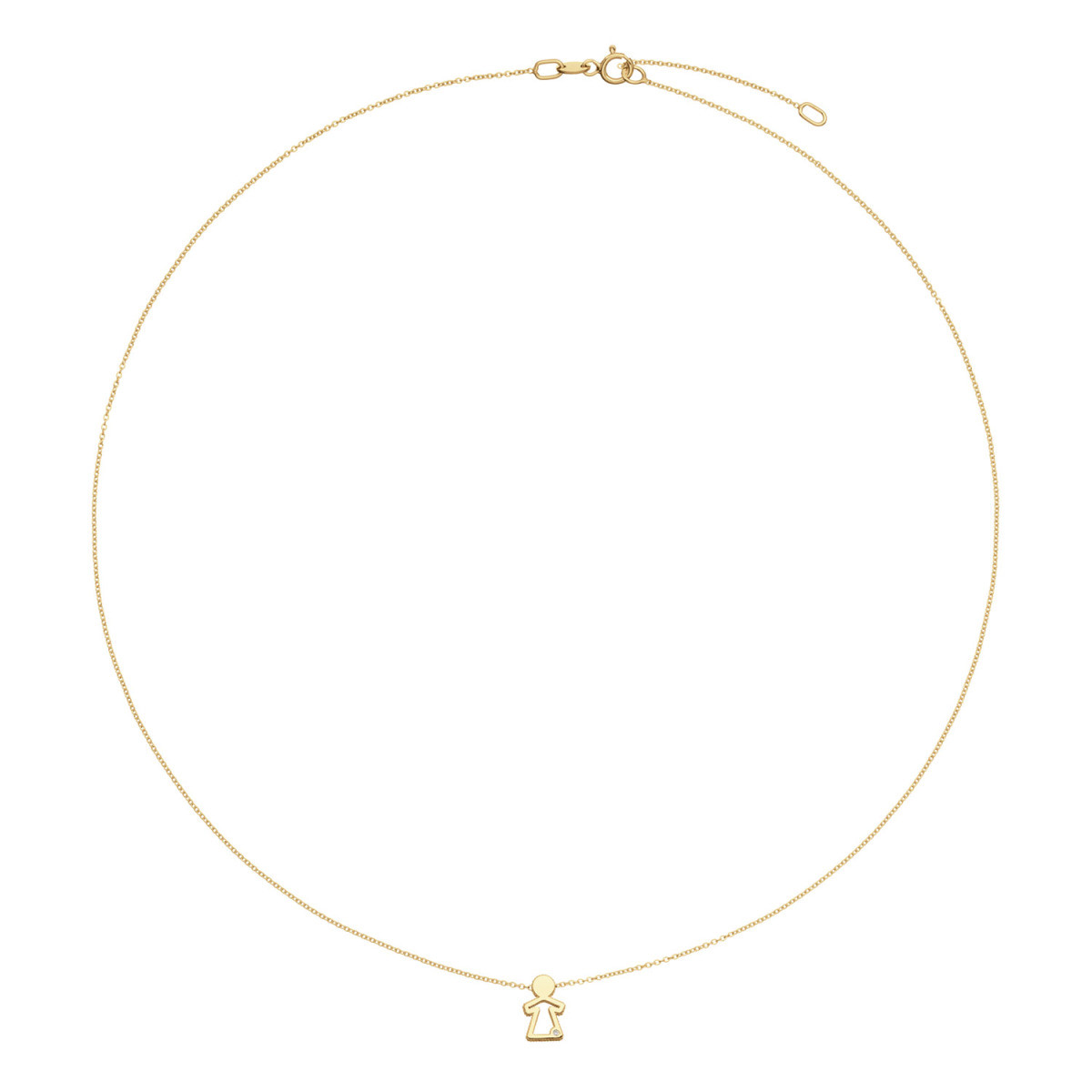 GLOW 202.1702.45 14-karaat gouden ketting met diamant en speelse hanger 10 mm - Lengte 42-45 cm