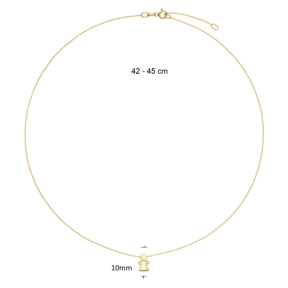 GLOW 202.1702.45 14-karaat gouden ketting met diamant en speelse hanger 10 mm - Lengte 42-45 cm