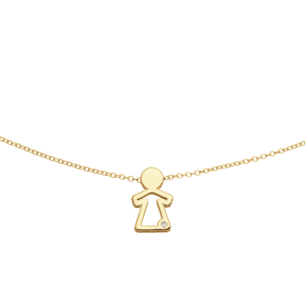GLOW 202.1702.45 14-karaat gouden ketting met diamant en speelse hanger 10 mm - Lengte 42-45 cm