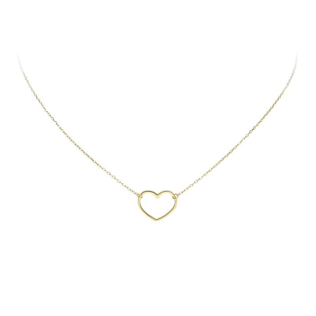 GLOW 202.2066.43 14-karaat gouden ketting met hanger hartje 12 mm breed - Lengte 43 cm