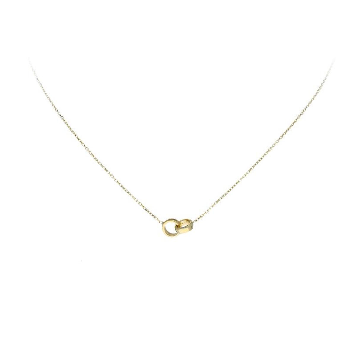 GLOW 202.2069.43 14-karaat gouden ketting met hanger ronde cirkels 1 mm breed - Lengte 43 cm