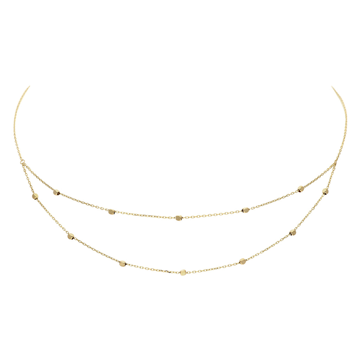 GLOW 202.2127.45 14-karaat gouden schakelketting met bolletjes 2 mm breed - Lengte 45 cm