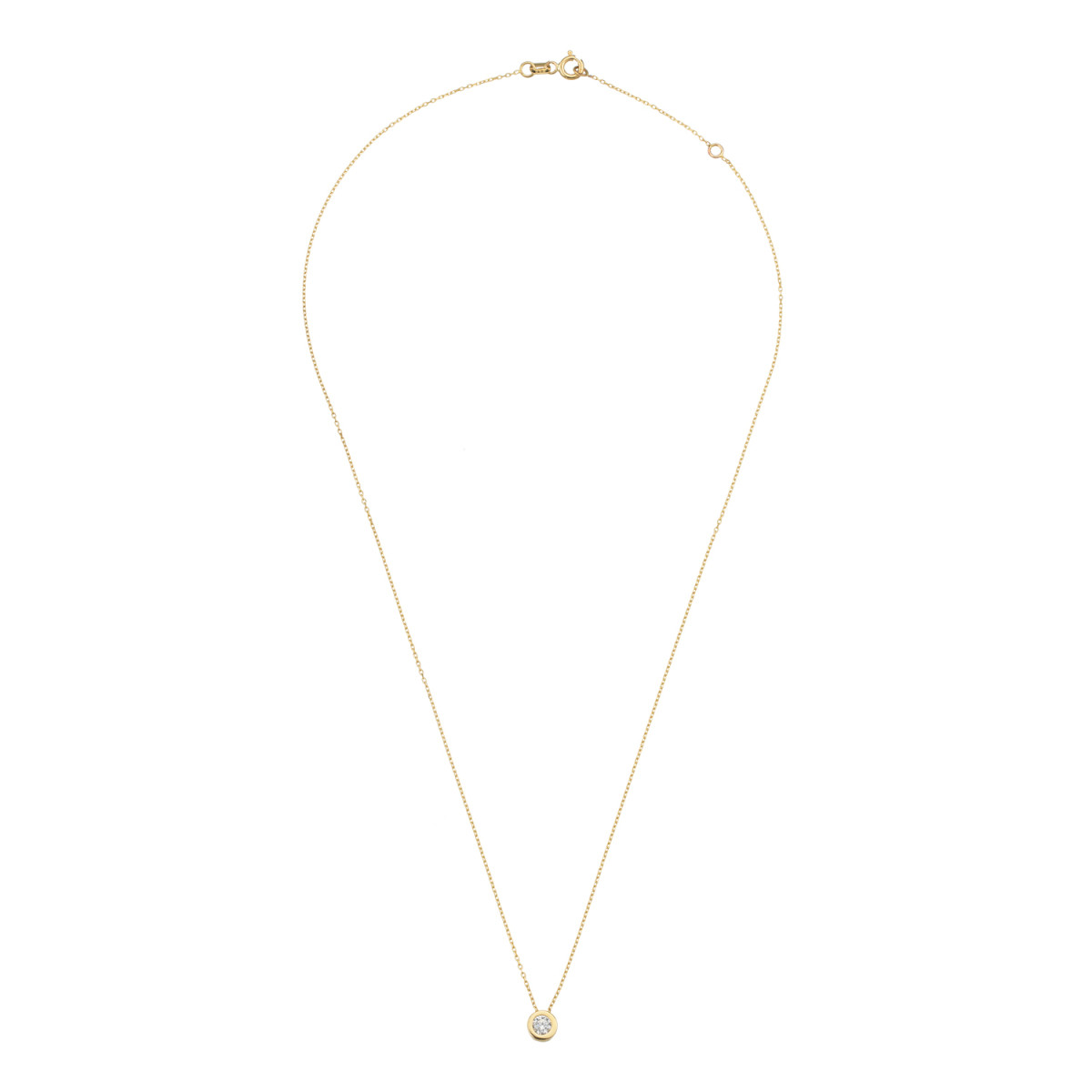 GLOW 202.2142.45 gouden ketting met hanger briljant geslepen zirkonia 2 mm breed - Lengte 45 cm