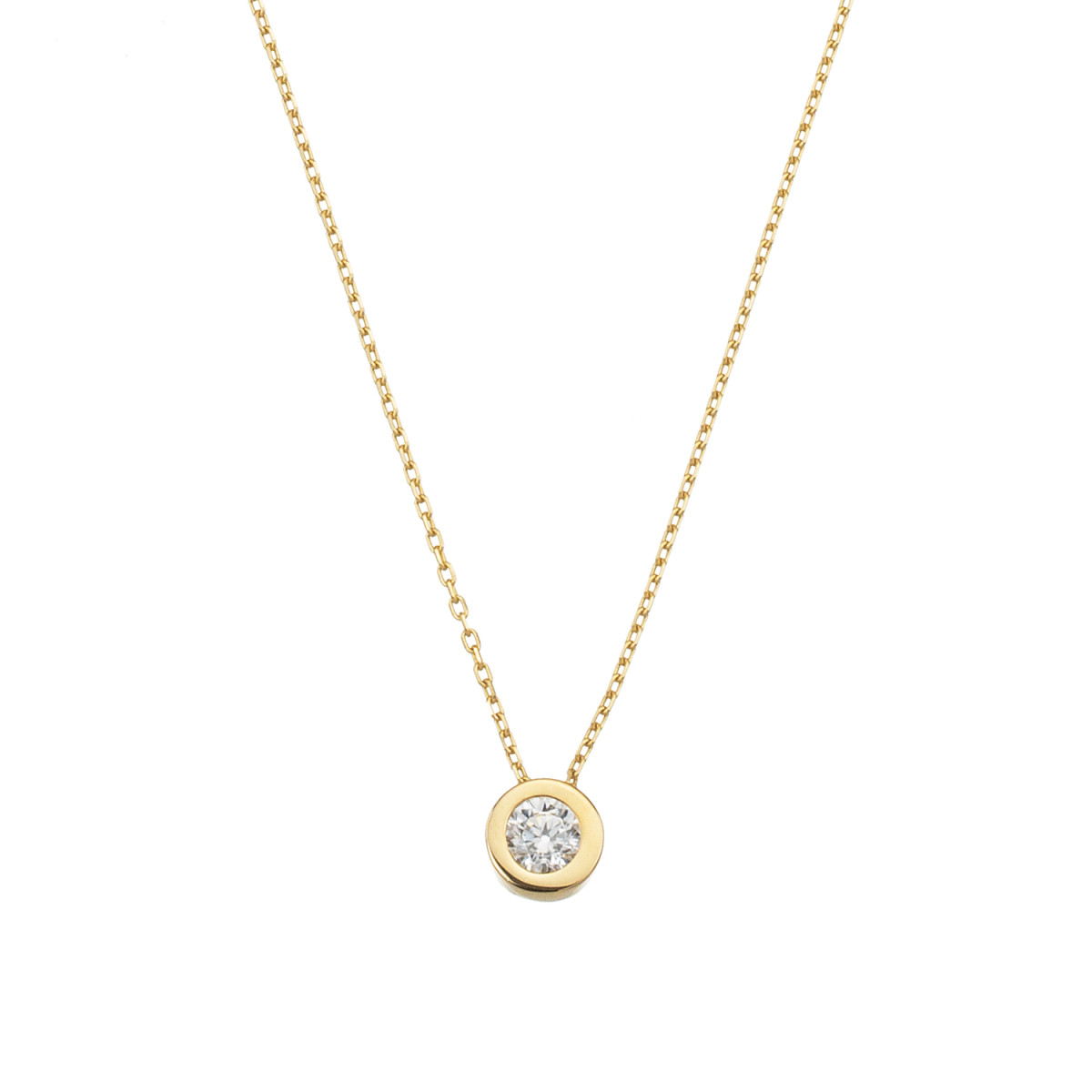 GLOW 202.2142.45 gouden ketting met hanger briljant geslepen zirkonia 2 mm breed - Lengte 45 cm