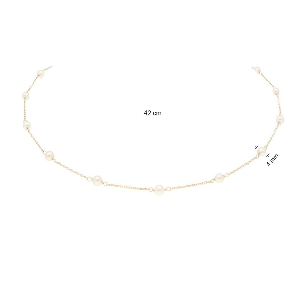 GLOW 202.2145.00 14-karaat gouden parelketting met anker schakel 4 mm breed - Lengte 42 cm