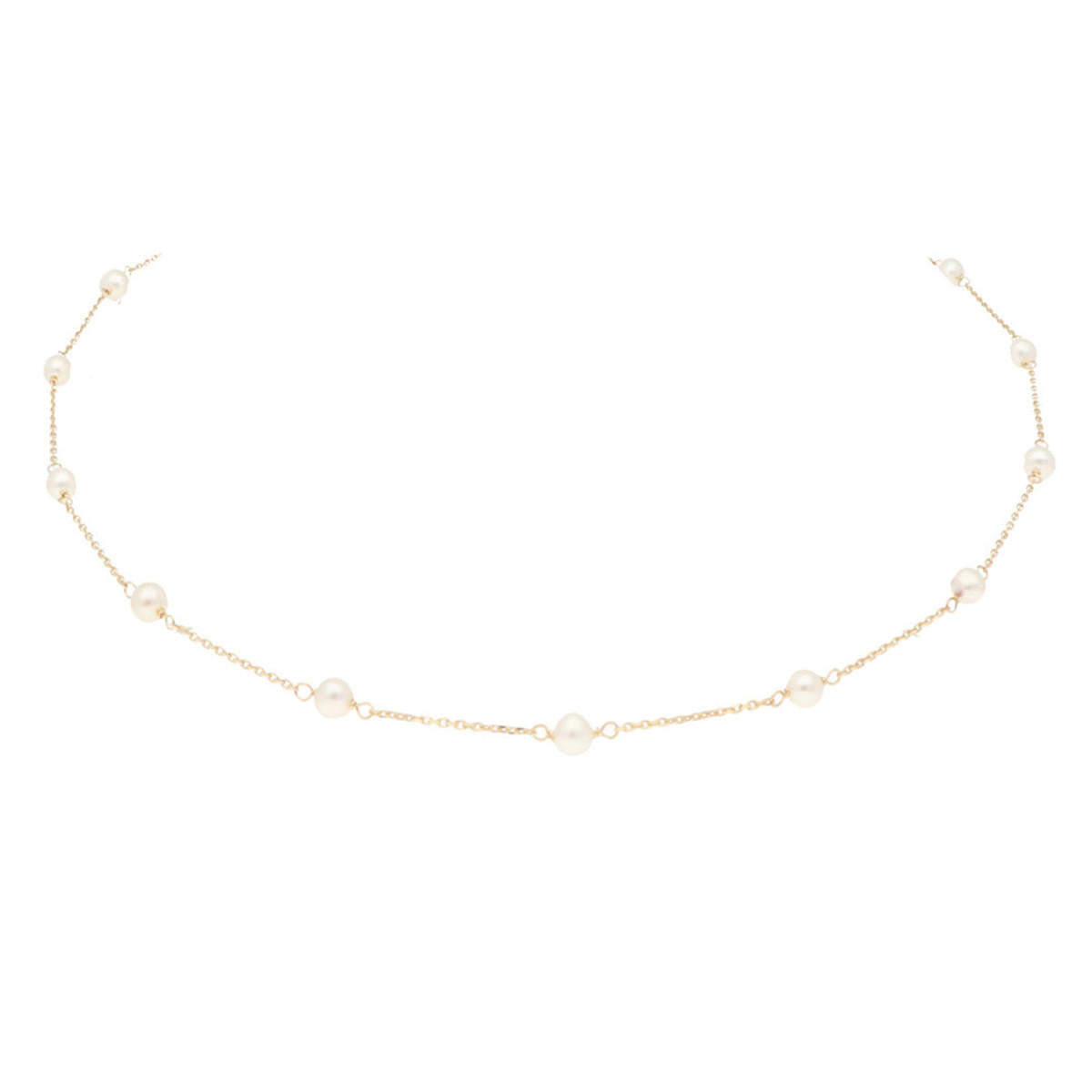 GLOW 202.2145.00 14-karaat gouden parelketting met anker schakel 4 mm breed - Lengte 42 cm