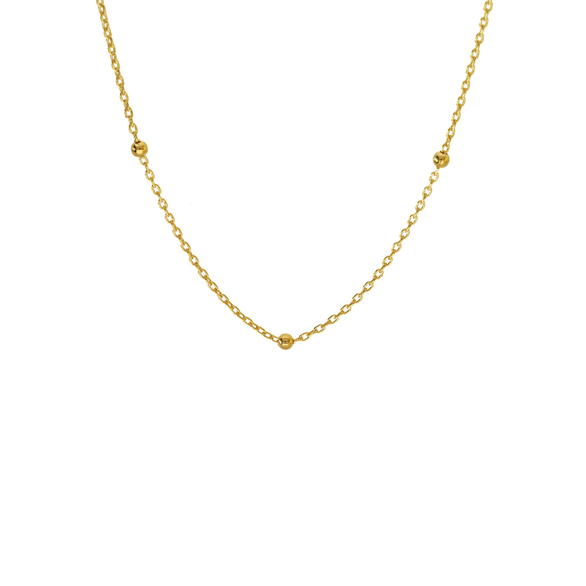 GLOW 202.2186.45 gouden schakelketting bolletjes 2 mm breed - Lengte 45 cm