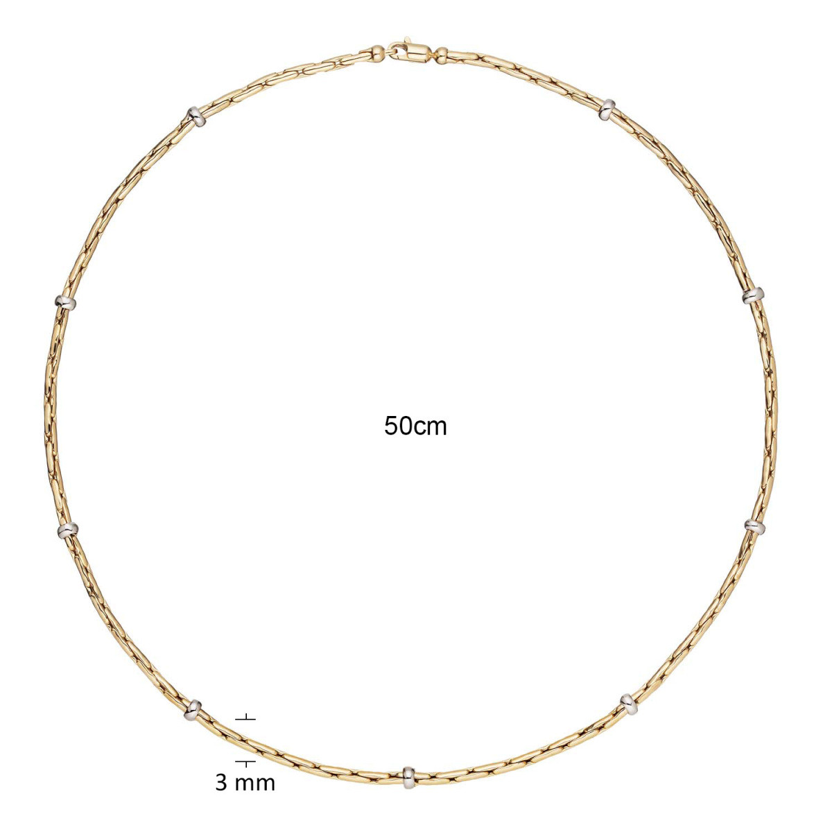 GLOW 202.2230.50 gouden cardano schakelketting glanzend 3 mm breed - Lengte 50 cm