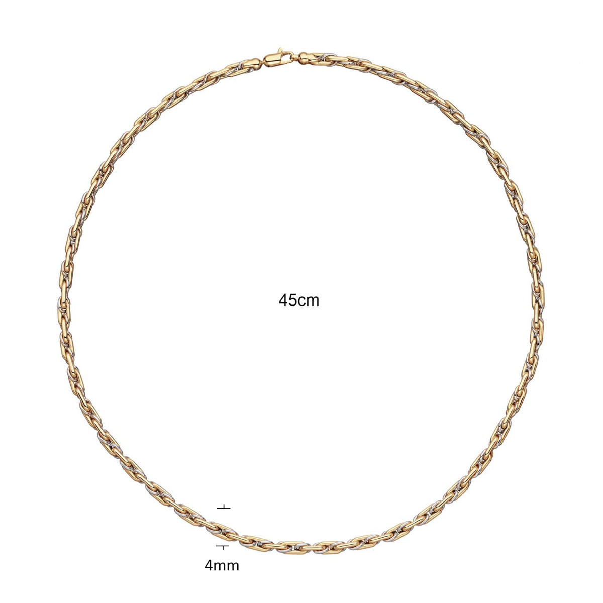 GLOW 202.2237.47 bicolor schakelketting met anker 4 mm breed - Lengte 45 cm
