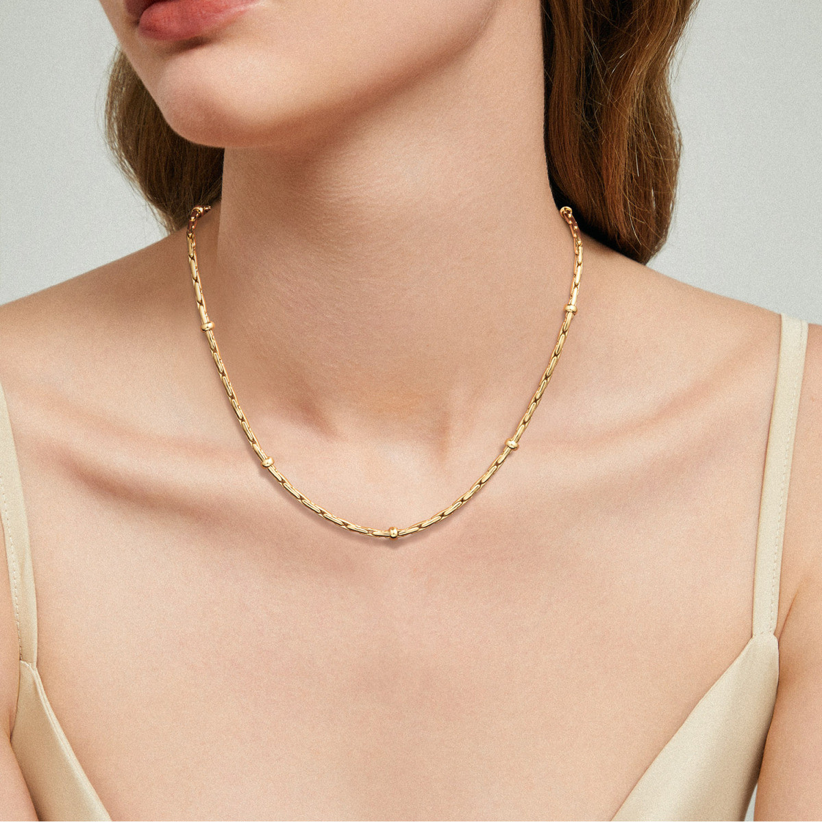 GLOW 202.2240.50 14-karaat gouden ketting met fantasie schakels en bolletjes 4 mm breed - Lengte 50 cm