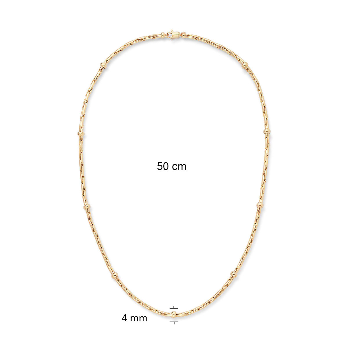 GLOW 202.2240.50 14-karaat gouden ketting met fantasie schakels en bolletjes 4 mm breed - Lengte 50 cm
