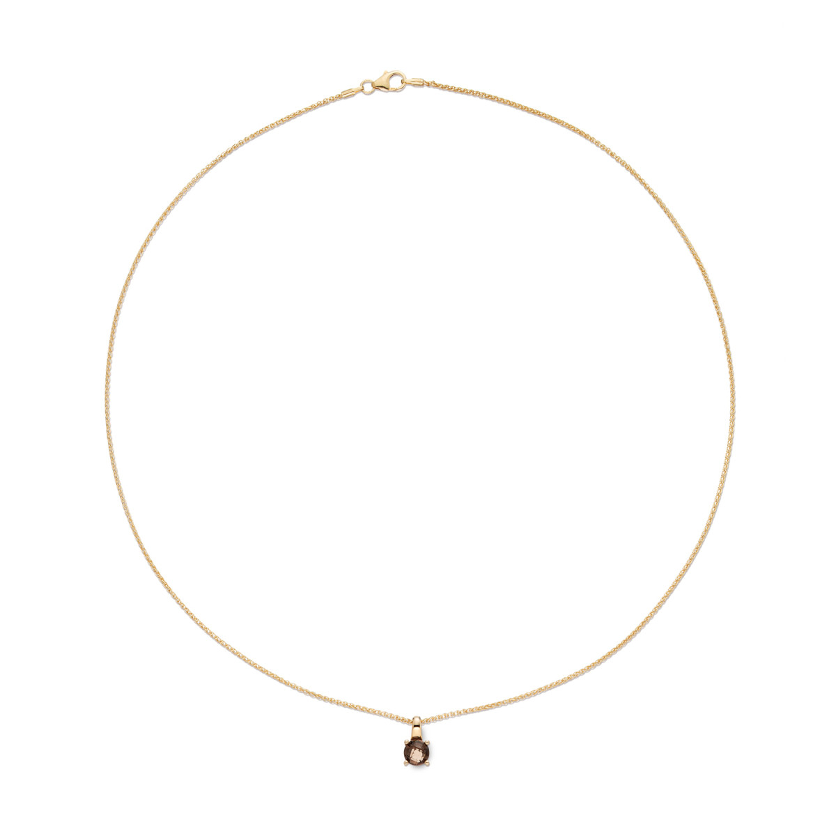 GLOW 202.2303.45 gouden ketting met steen rookkwarts in ronde hanger 6 mm - Lengte 45 cm