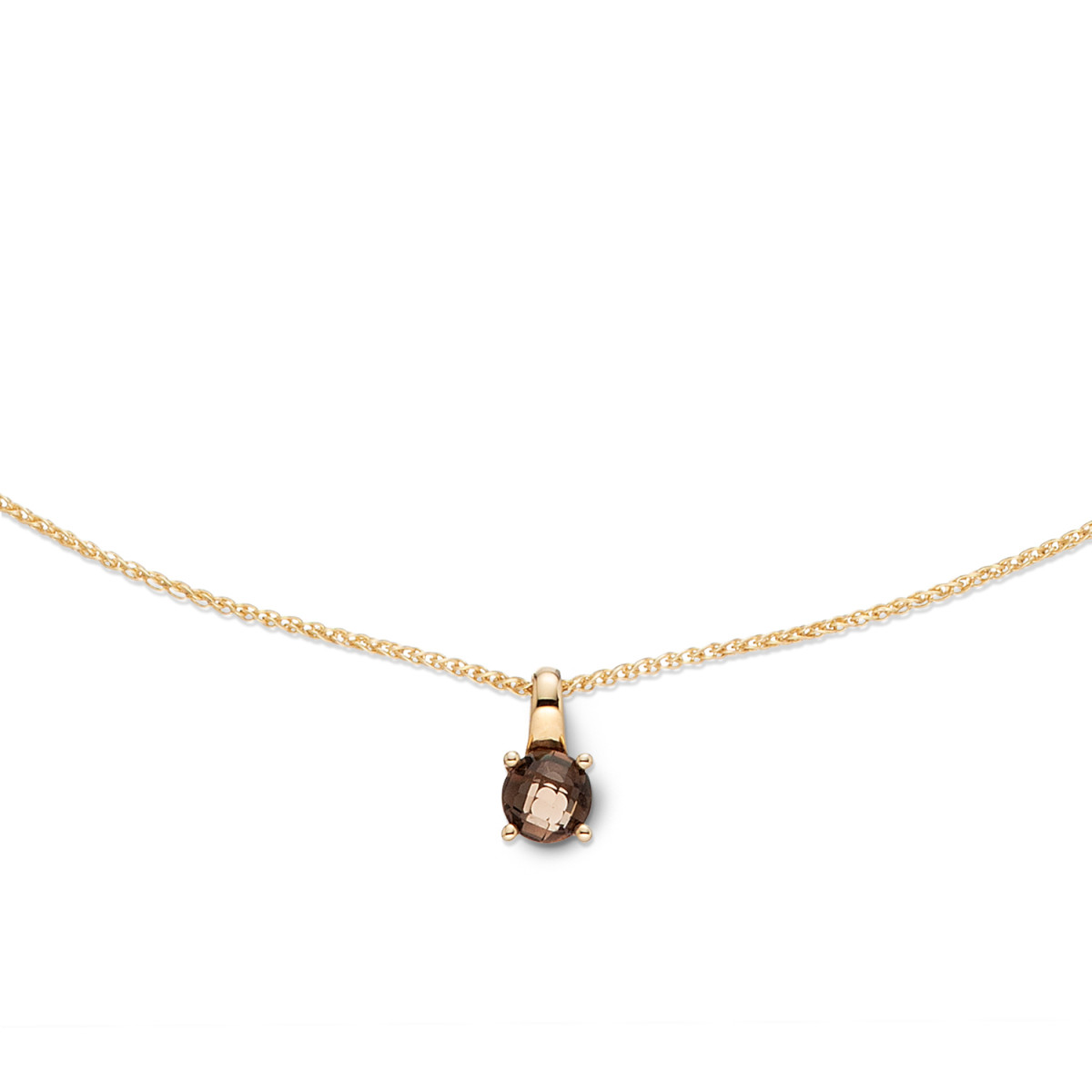 GLOW 202.2303.45 gouden ketting met steen rookkwarts in ronde hanger 6 mm - Lengte 45 cm