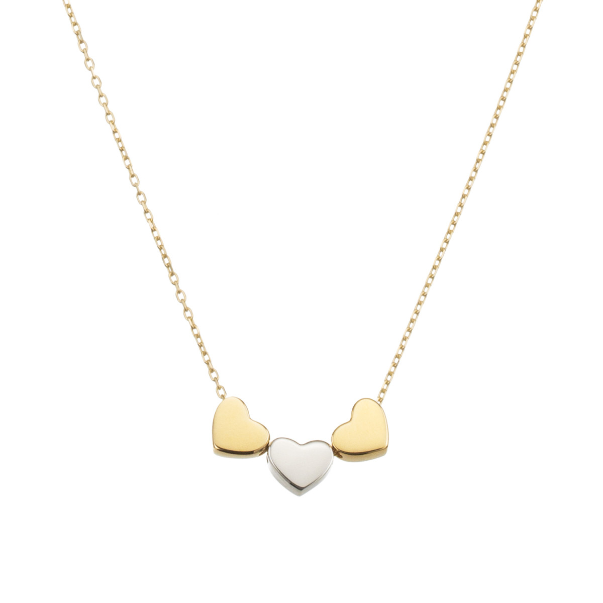 GLOW 202.5038.45 bicolor ketting met hanger harten 17 mm breed - Lengte 45 cm