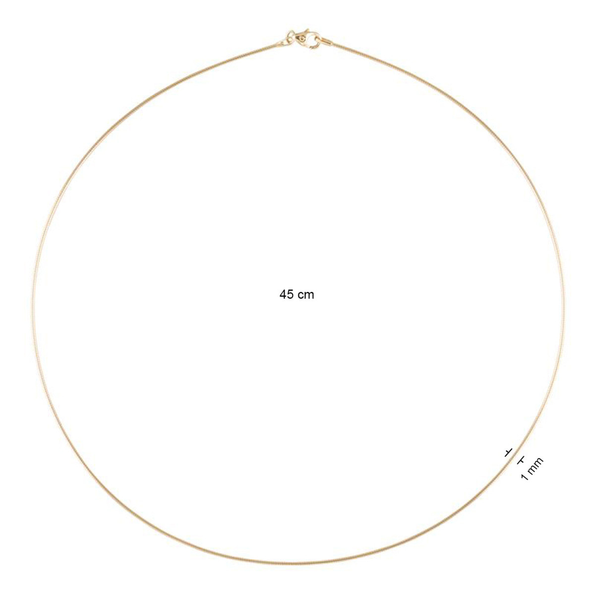 GLOW 203.2000.45 14-karaat gouden omega schakelketting voor hanger 1 mm breed - Lengte 45 cm