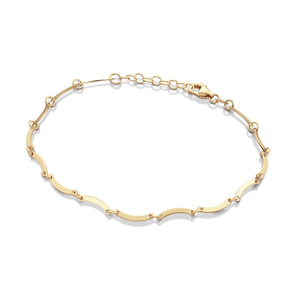 GLOW 204.0110.19 gouden schakelarmband met golvend patroon 4 mm breed - Lengte 19 cm