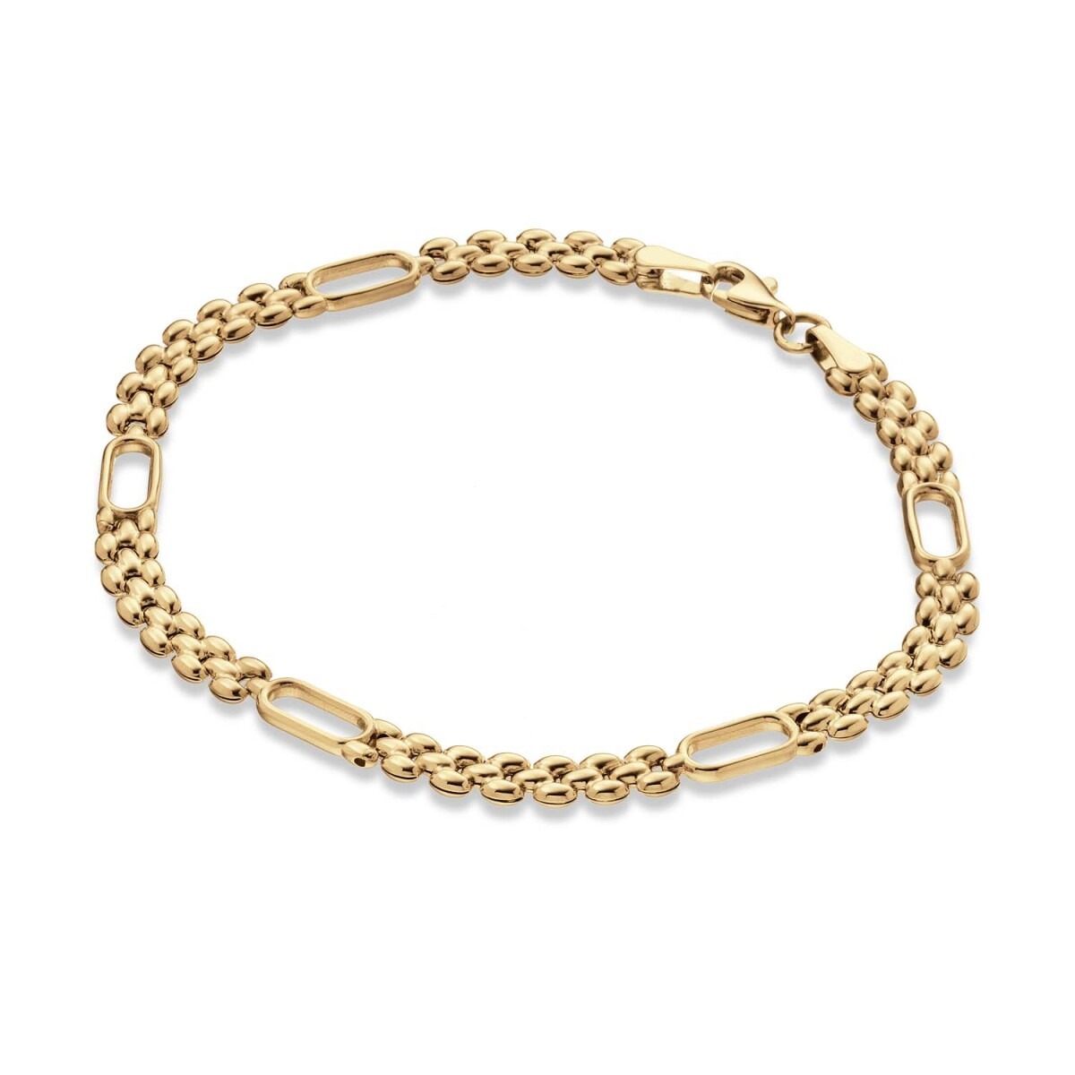 GLOW 204.0124.19 gouden glanzende schakelarmband ovale en ronde schakels 4 mm breed - Lengte 19 cm