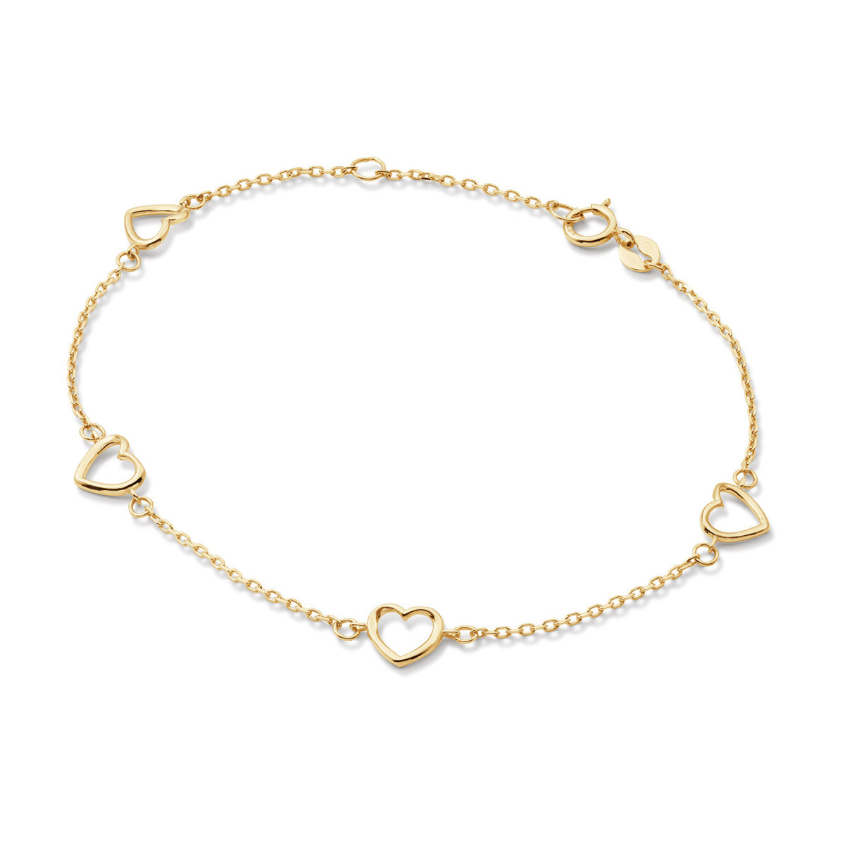 GLOW 204.0236.19 gouden schakelarmband met opengewerkte hartjes 6 mm - Lengte 19 cm