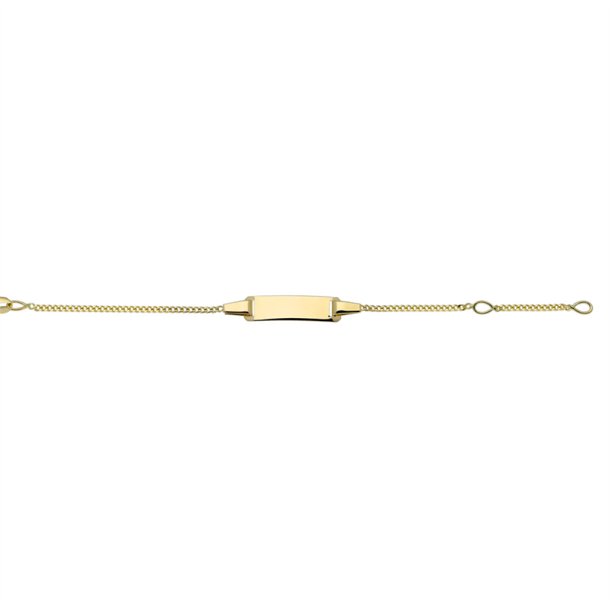 GLOW 204.0550.12 kinder gouden gepersonaliseerde plaatarmband gourmet schakel 1 mm breed - Lengte 12 cm