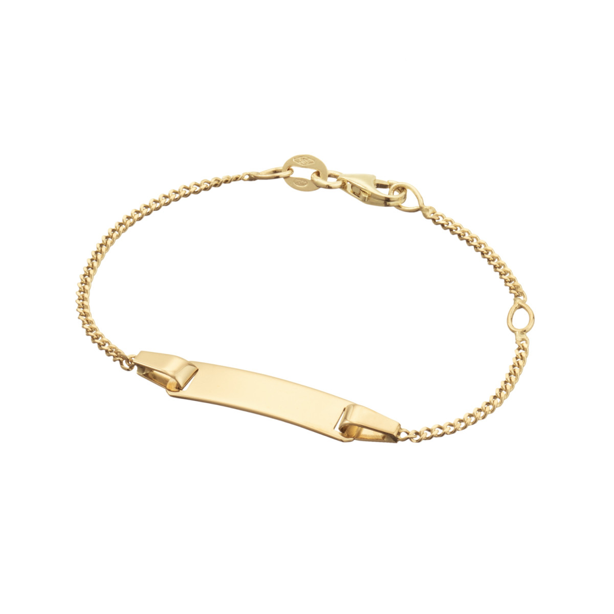 GLOW 204.0550.12 kinder gouden gepersonaliseerde plaatarmband gourmet schakel 1 mm breed - Lengte 12 cm
