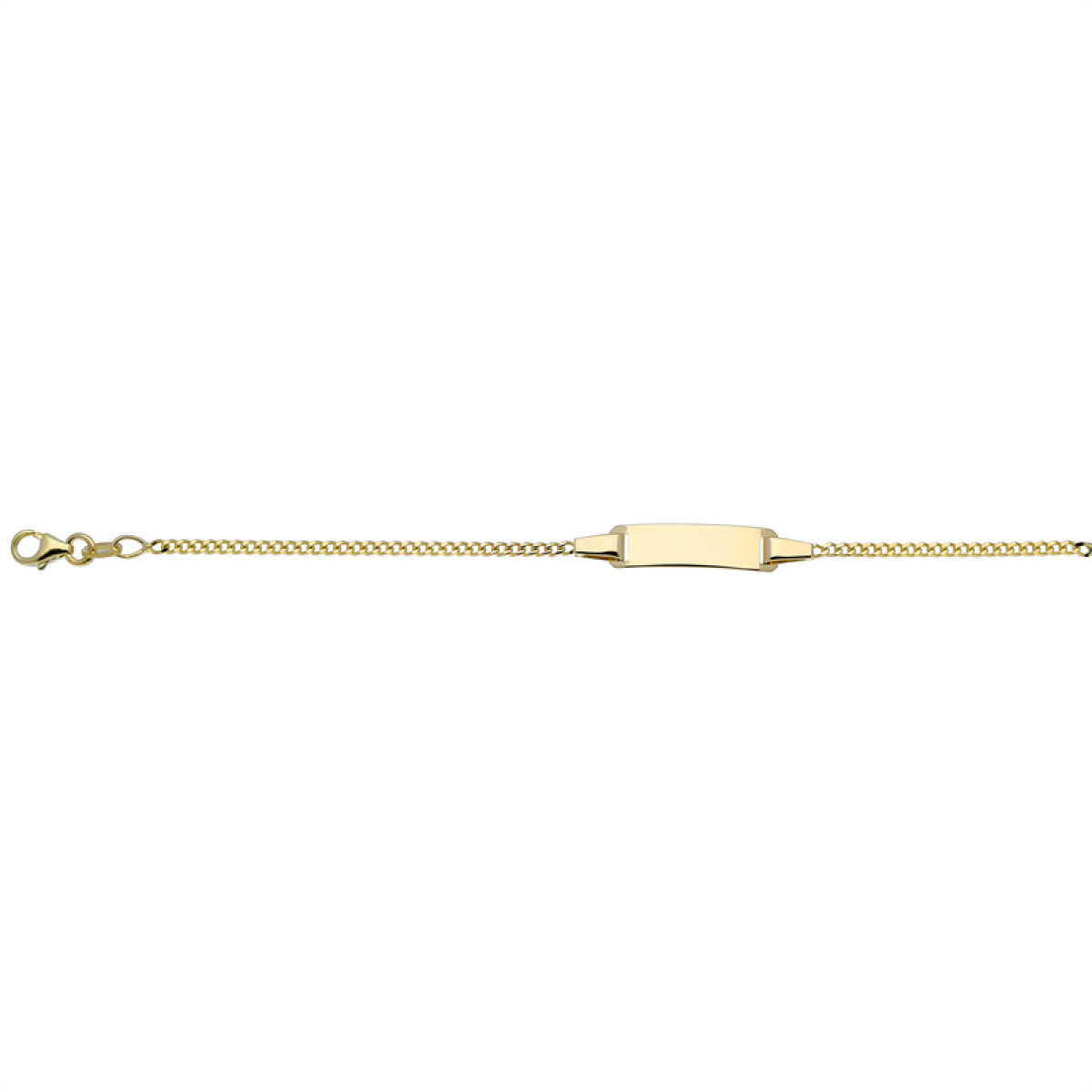 GLOW 204.0551.14 gouden gepersonaliseerde kinderplaatarmband gourmet schakel 1 mm breed - Lengte 14 cm