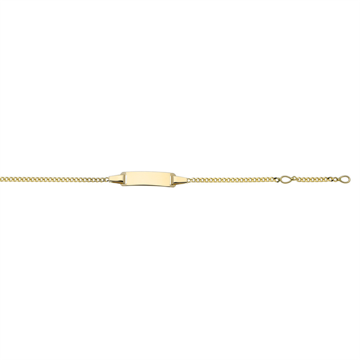 GLOW 204.0551.14 gouden gepersonaliseerde kinderplaatarmband gourmet schakel 1 mm breed - Lengte 14 cm