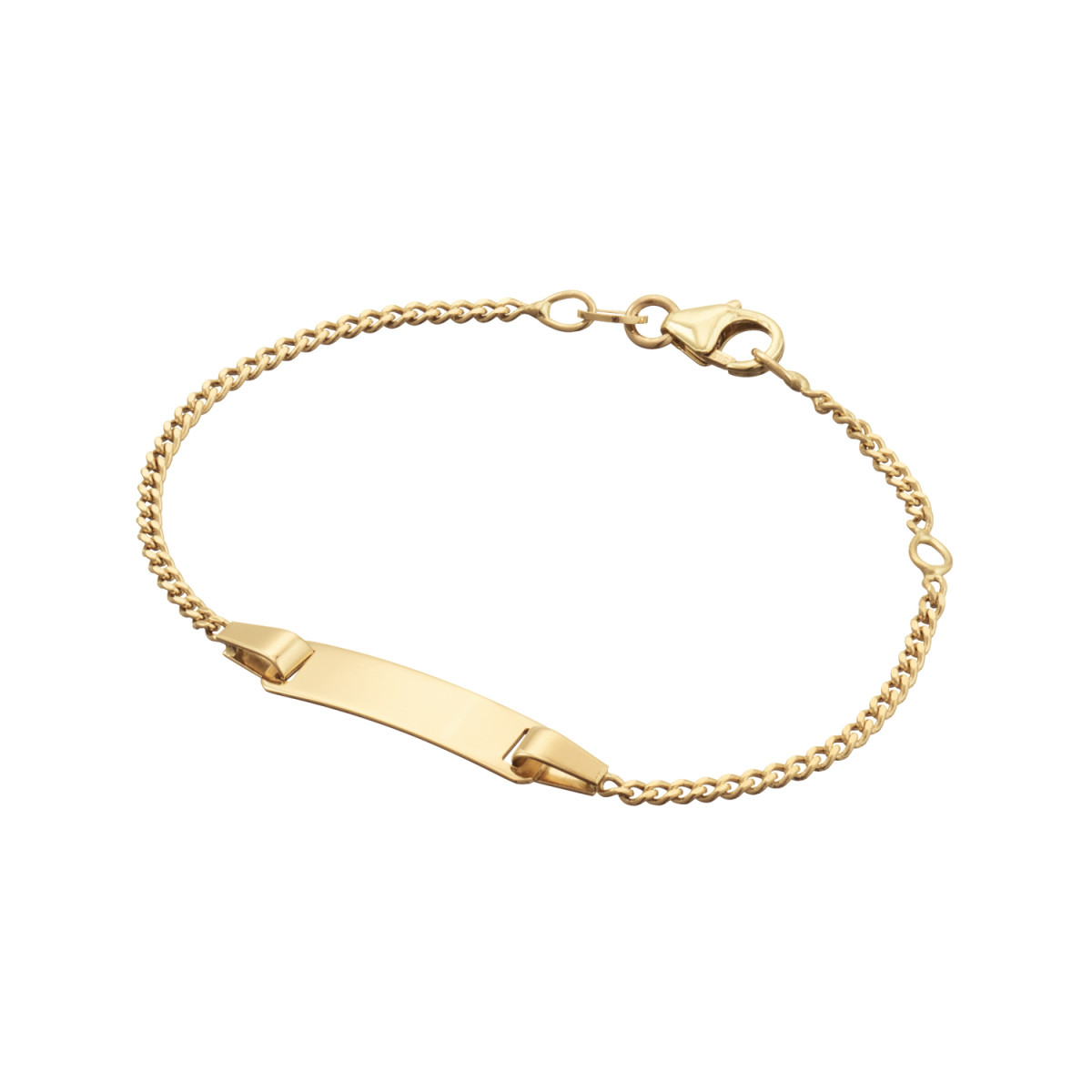 GLOW 204.0551.14 gouden gepersonaliseerde kinderplaatarmband gourmet schakel 1 mm breed - Lengte 14 cm