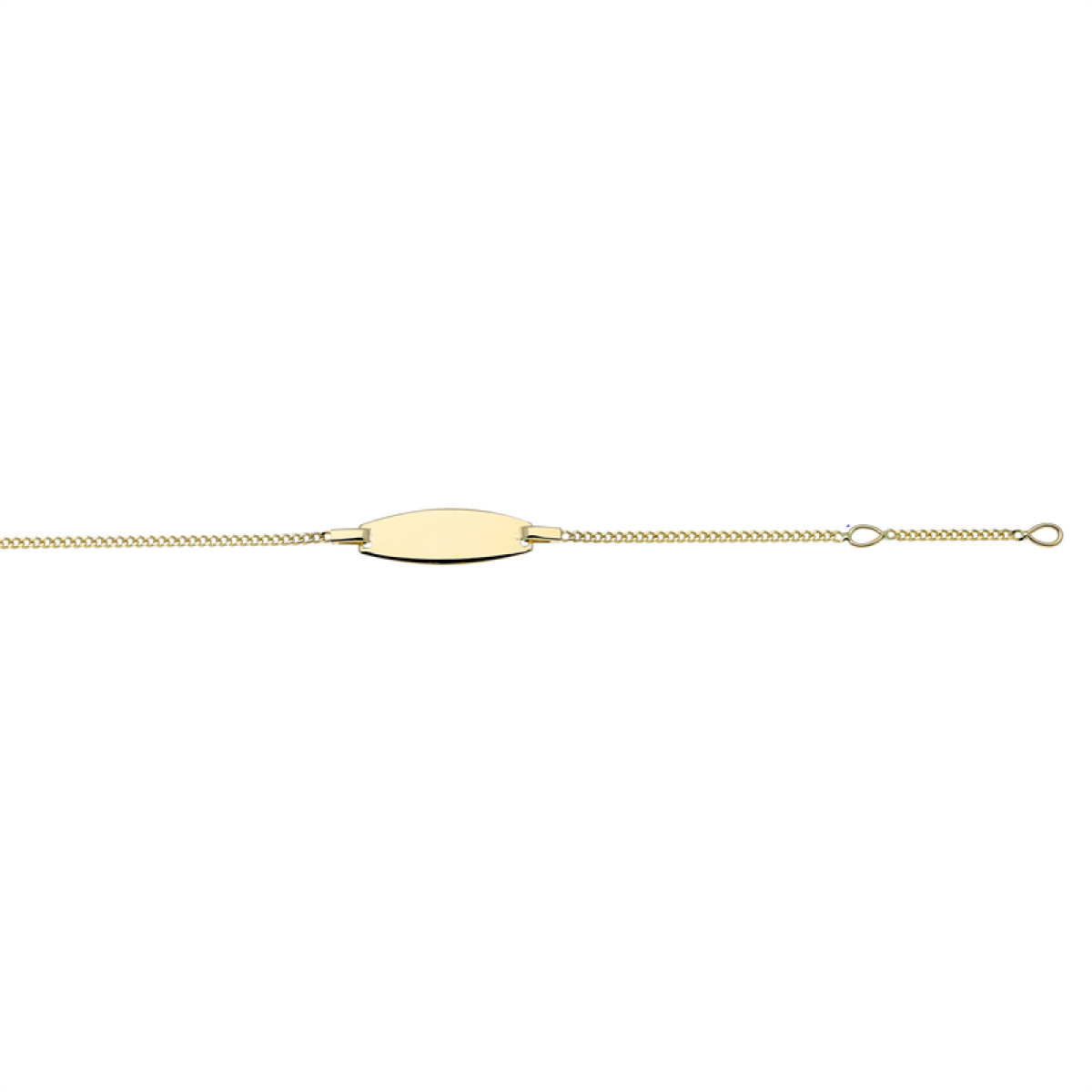 GLOW 204.0552.14 gouden gepersonaliseerde kinder plaatarmband 1 mm breed - Lengte 14 cm
