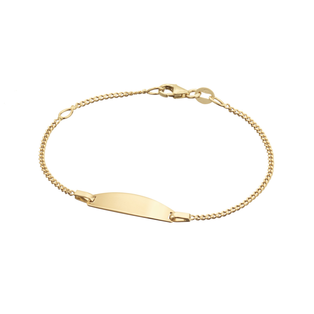 GLOW 204.0552.14 gouden gepersonaliseerde kinder plaatarmband 1 mm breed - Lengte 14 cm