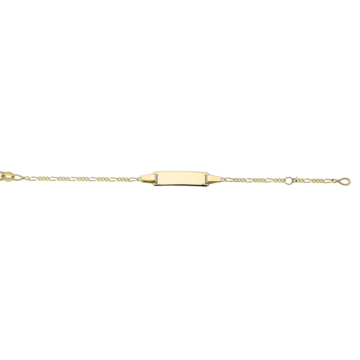 GLOW 204.0553.12 gouden gepersonaliseerde kinderplaatarmband Figaro schakels 1 mm breed - Lengte 12 cm