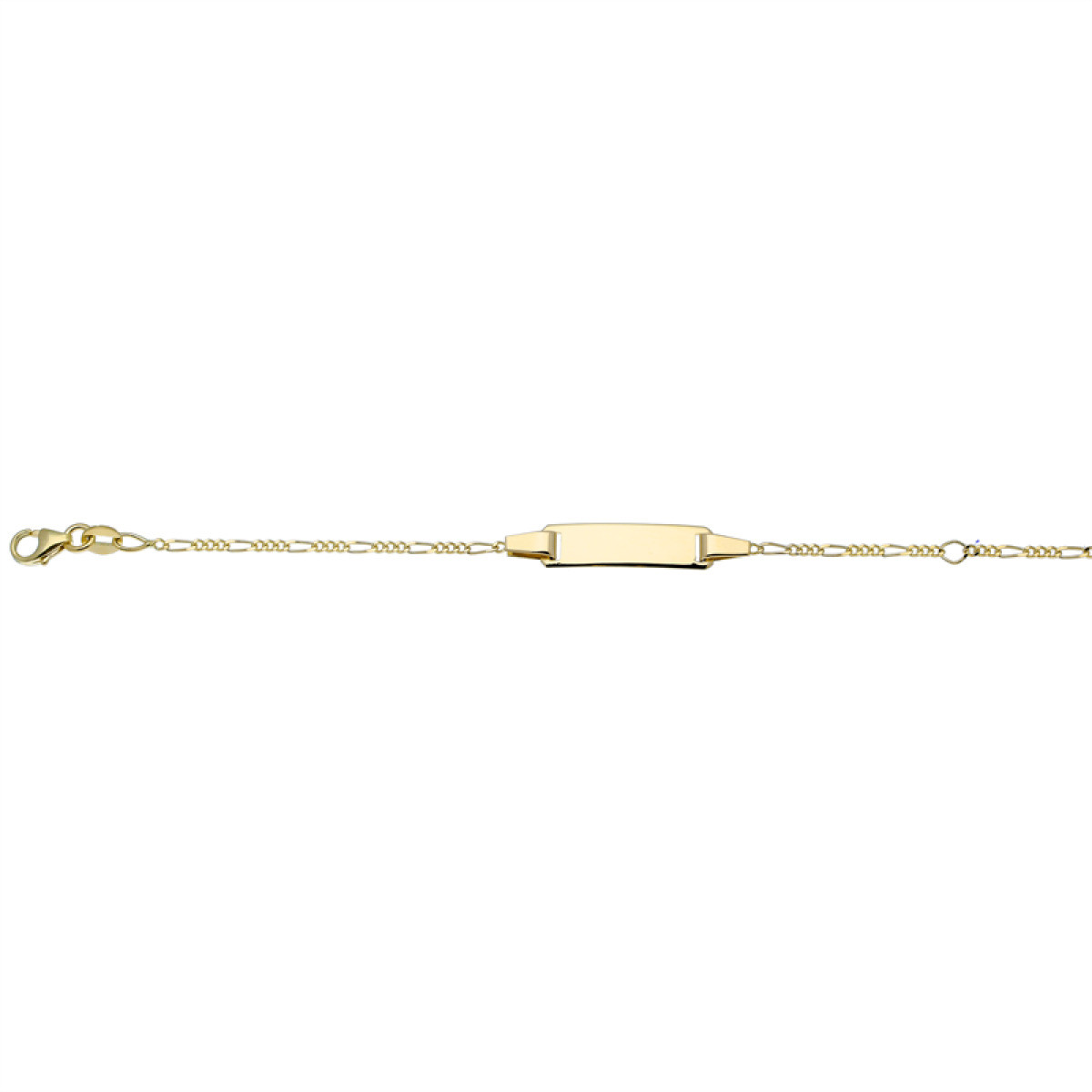GLOW 204.0553.12 gouden gepersonaliseerde kinderplaatarmband Figaro schakels 1 mm breed - Lengte 12 cm