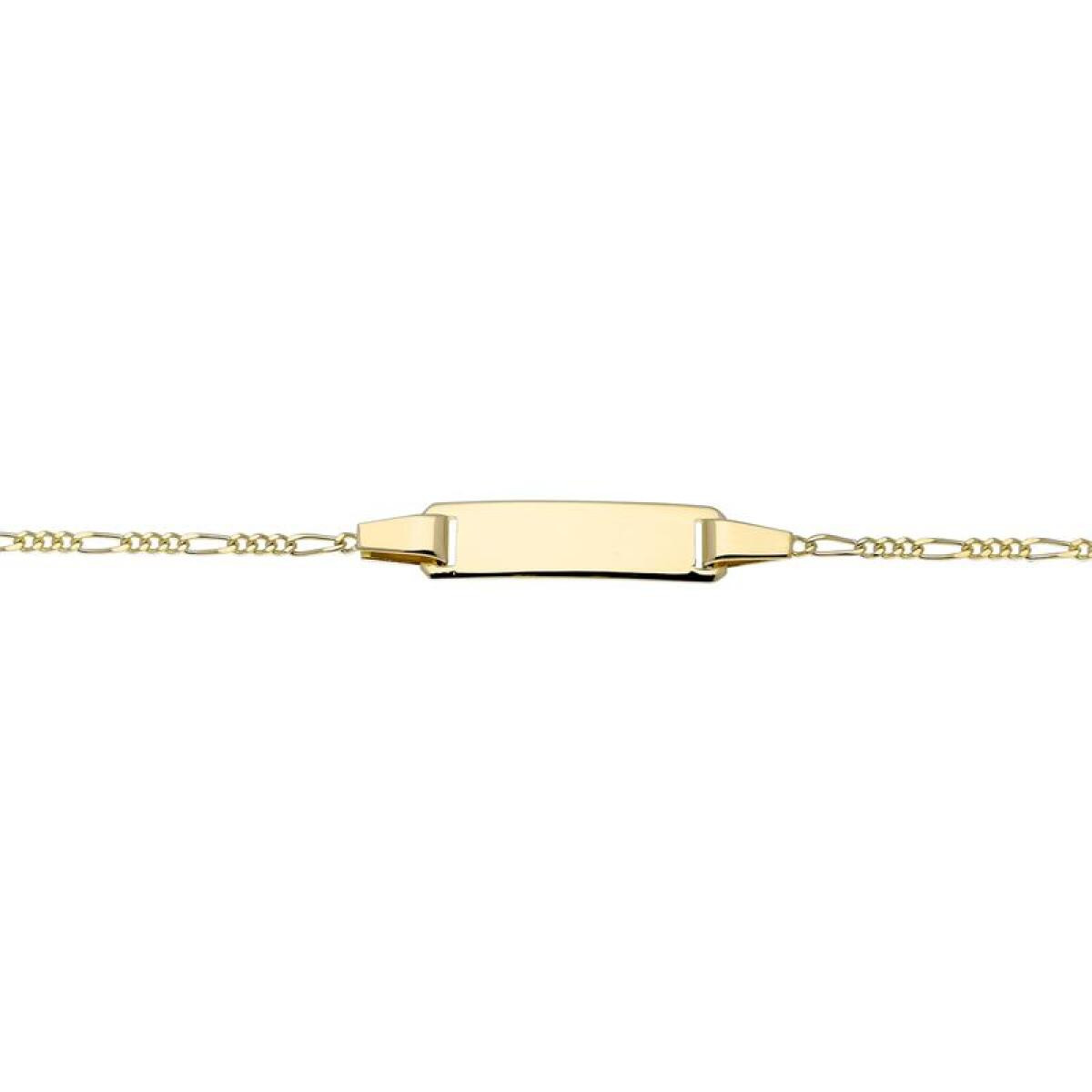 GLOW 204.0553.12 gouden gepersonaliseerde kinderplaatarmband Figaro schakels 1 mm breed - Lengte 12 cm