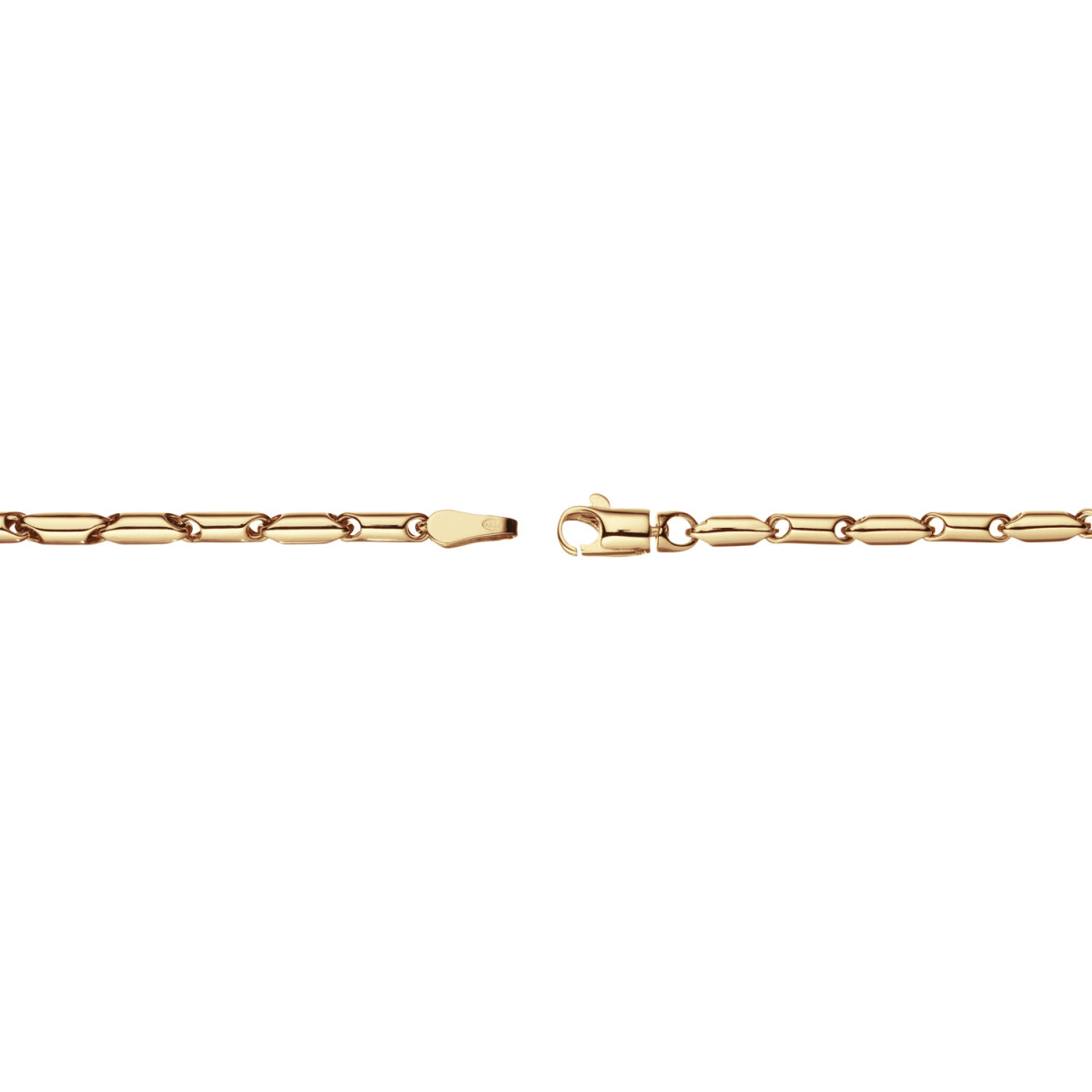 GLOW 204.1469.20 gouden glanzende schakelarmband met Cardanoschakel 3 mm breed - Lengte 20 cm